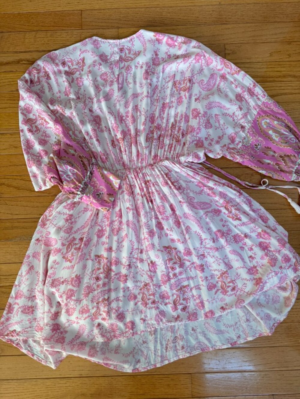 Pink Lily Pink Paisley Boho Blouson Mini Dress • Raglan Sleeve • M - Picture 2 of 10